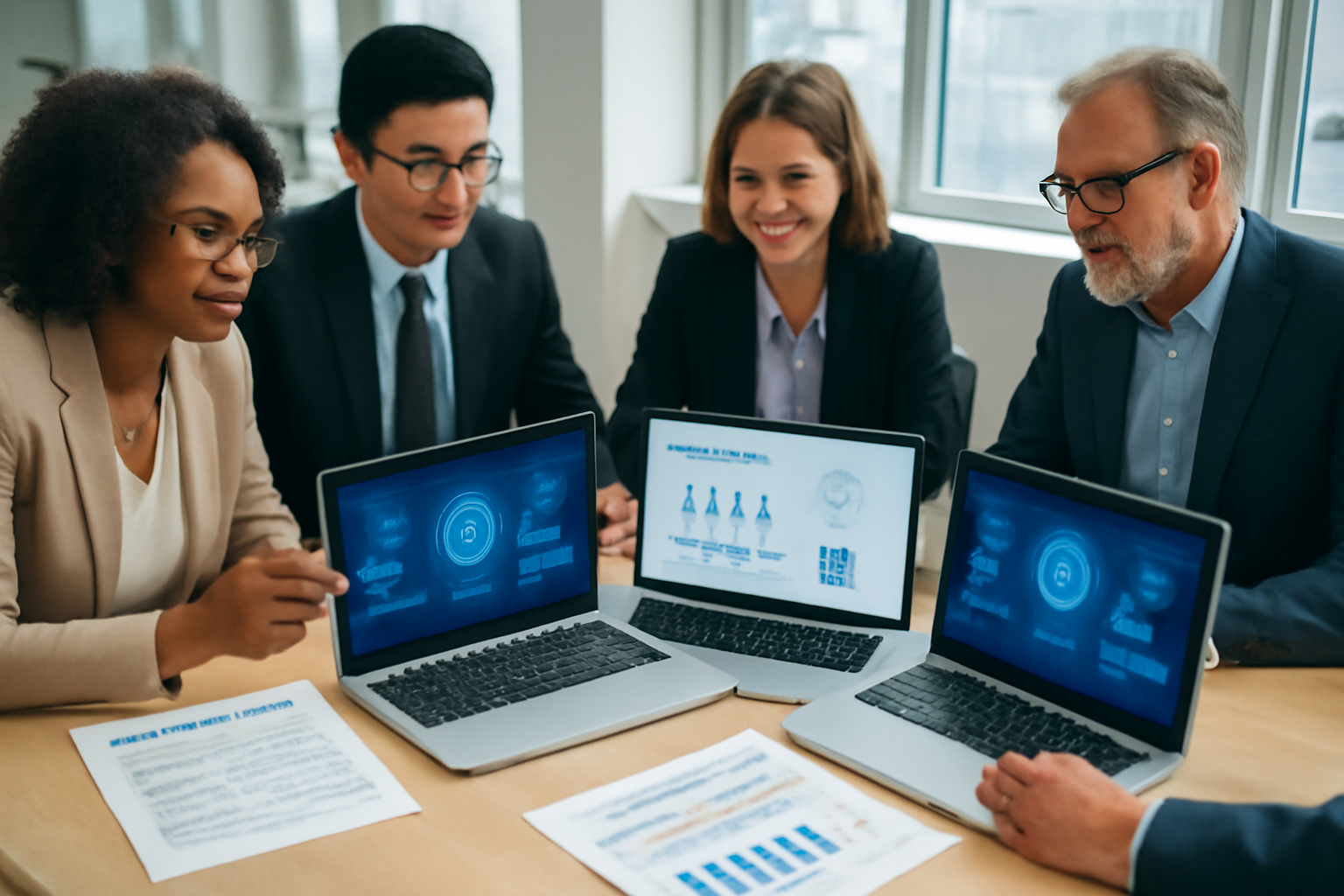 Business team evaluating and comparing AI vendor solutions
