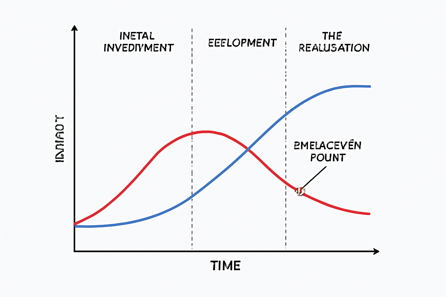 AI implementation timeline showing investment costs and ROI realization phases